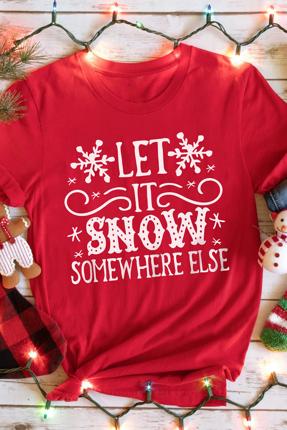 Gray Christmas Santa Hat Snowflake Slogan Graphic Tee