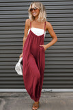 Solid Spaghetti Strap Wide Leg Overall