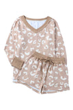 Animal Print Two-piece Long Sleeve and Shorts Lounge Set