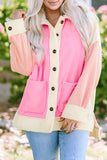 Color Block Patchwork High Low Fleece Shacket