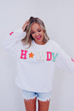 Glitter Howdy Patch Graphic Casual Sweatshirt