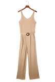 Casual Sleeveless Buckle Sash Knit Jumpsuit