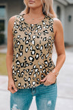 Leopard Print Crew Neck Tank Top