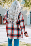 Turn down Neck Plaid Pocket Button Closure Coat