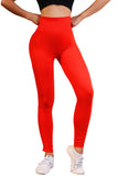 Leggings de sport taille haute froissés rouges