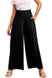 Frill Smocked High Waist Flowy Wide Leg Pants