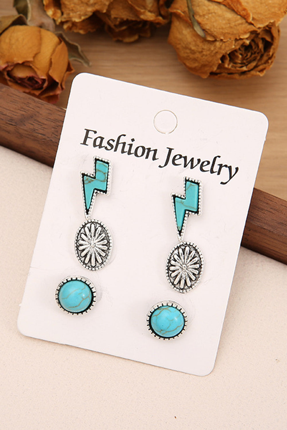 Three-piece Turquoise Stud Earrings Set