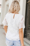 White Crochet Lace Short Sleeve Blouse