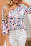 Floral Print Ruffle Sleeve Babydoll Top