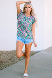 Floral Print Ruffled Short Sleeve Babydoll Top