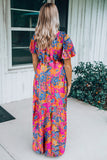 Wrap V Neck Floral Maxi Dress