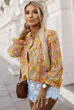 Paisley Print Ruffled Trim Boho Shirt