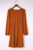 Button Up High Waist Long Sleeve Dress