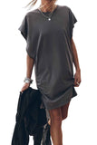 Bat Sleeve T-shirt Dress with Slits