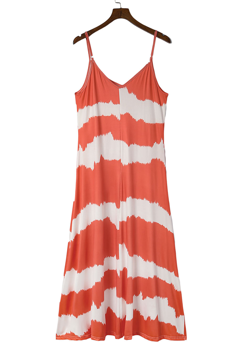 Tie Dye Striped Spaghetti Straps Maxi Dress