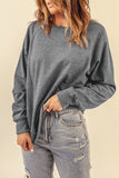 Pink French Terry Cotton Blend Pullover Sweatshirt