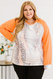 Haut raglan orange à manches longues et imprimé peau de serpent, grande taille