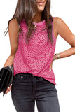 Red Leopard Print Round Neck Tank Top