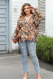 Plus Size Floral V-Neck Long Sleeve Blouse