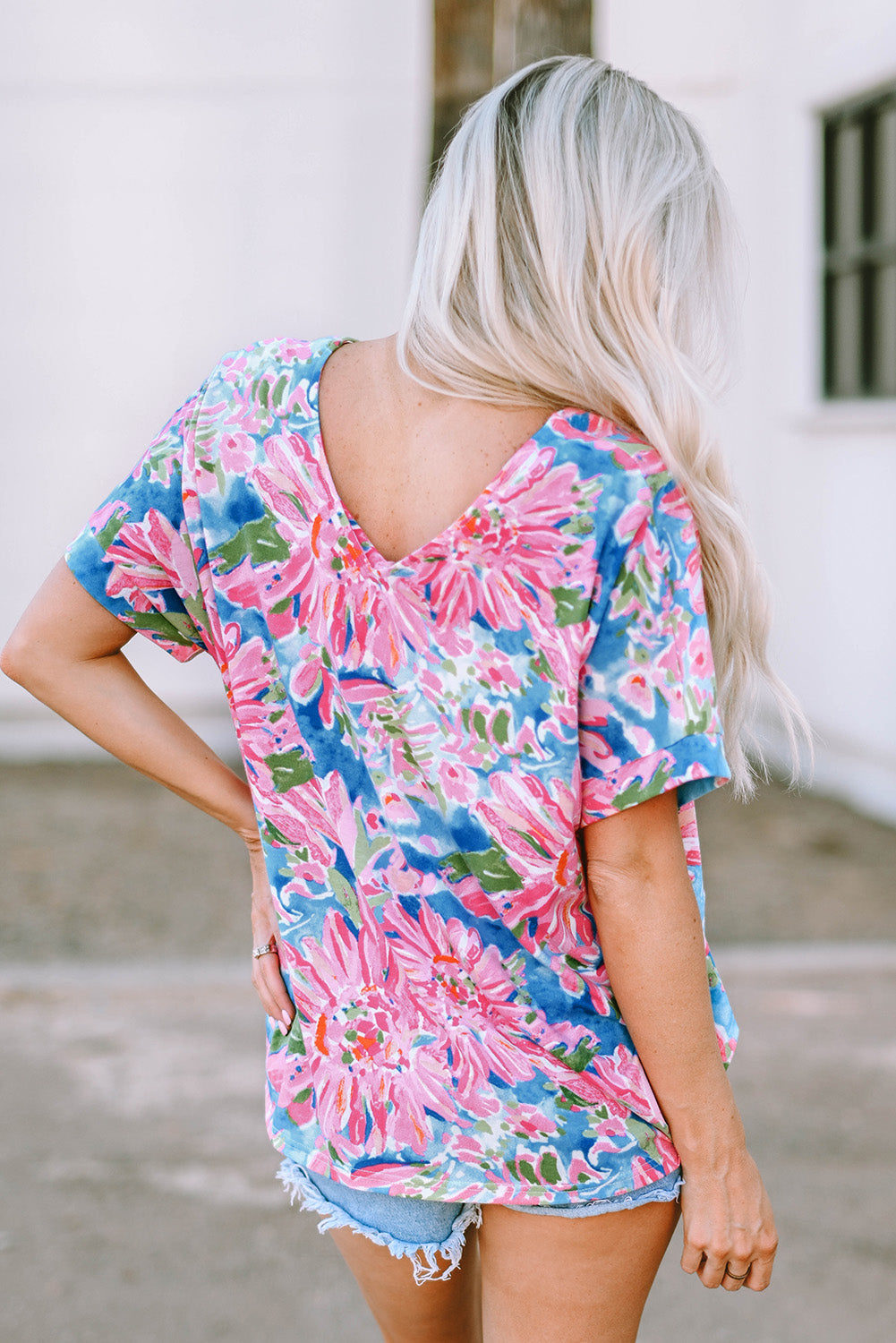 Floral Print Notch Neck Sleeveless Top