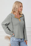 Quarter Buttoned Drawstring Pullover Hoodie