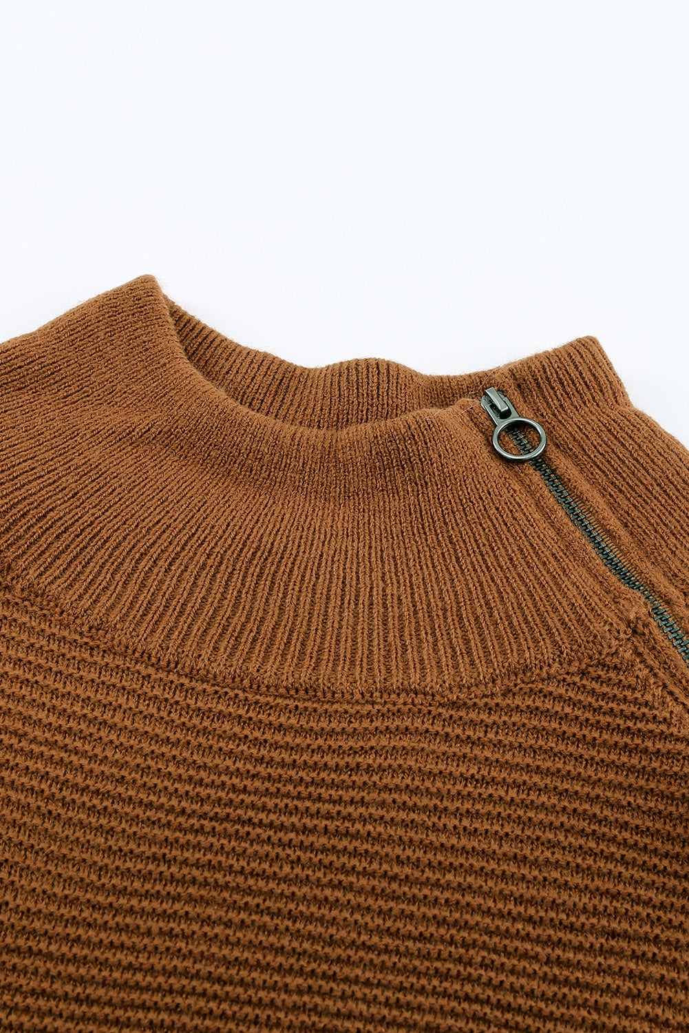 Zip Knitted High Neck Sweater