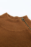 Zip Knitted High Neck Sweater