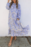 Ruffled Bubble Sleeves Kaftan Paisley Maxi Dress