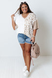 Plus Size Leopard Patchwork Short Sleeve Top