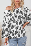 Floral Print Cold Shoulder Loose Fit Blouse