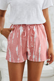 Short décontracté rose tie-dye avec cordon de serrage