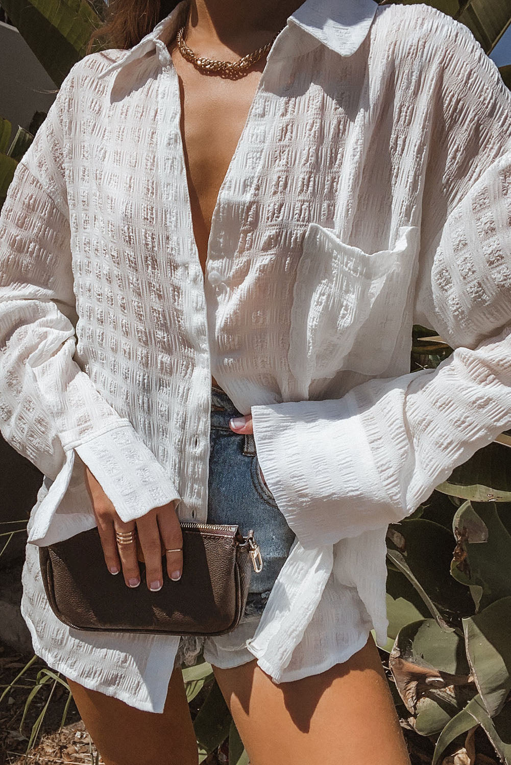 Crinkled Plaid Textured Shirt