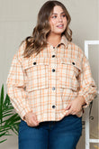 Plus Size Plaid Jacket with Flap Pockets