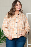 Plus Size Plaid Jacket with Flap Pockets