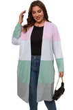 Plus Size Colorblock Open Front Cardigan