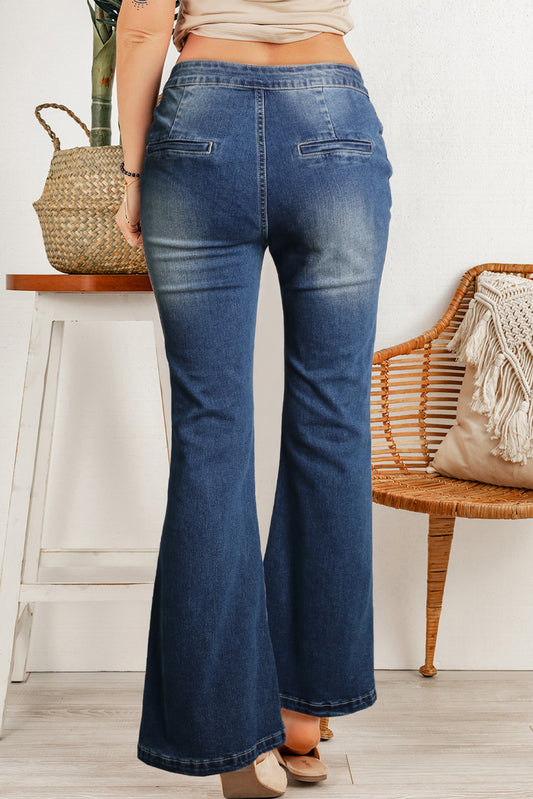 Central Seam Stitching Wide Leg Jeans