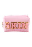 SKIN Embroidered Patch Zipped Cosmetic Bag 19*7*12cm