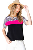 Leopard Colorblock Splicing T-shirt