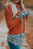 Leopard Patchwork Cowl Neck Knit Top