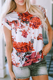 Floral Short Sleeve Round Neck Blouse