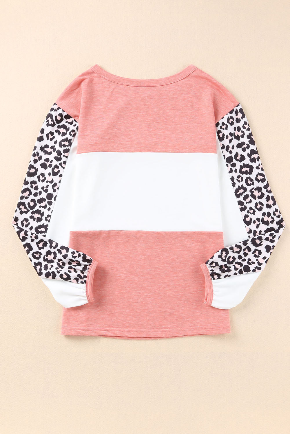 Leopard Color Block Knitted Long Sleeve Top