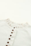 Frill Trim Buttoned Knit Pullover Sweater