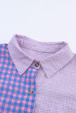 Mixed Plaid Button Down Long Sleeve Chest Pocket Shirt