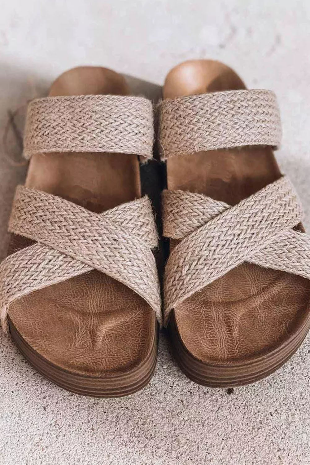 Woven Cross Criss Hollowed Slip-On Slippers