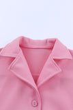 Manteau boutonné de couleur unie rose avec cravate