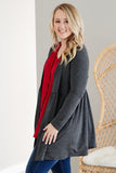 Plus Size Open Front Ruffle Tunic Cardigan