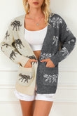 Multicolor Animal Print Colorblock Open Front Cardigan