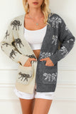 Multicolor Animal Print Colorblock Open Front Cardigan