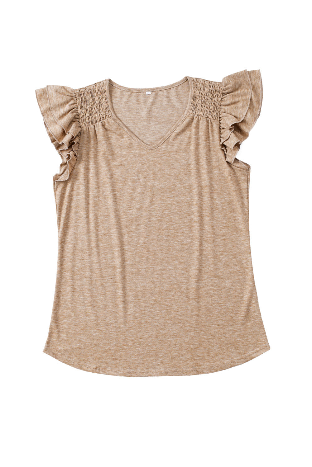 Solid Color V Neck Flutter Sleeve T-Shirt