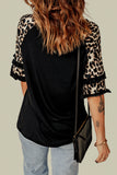 Ruffled Leopard Sleeve Patchwork Top